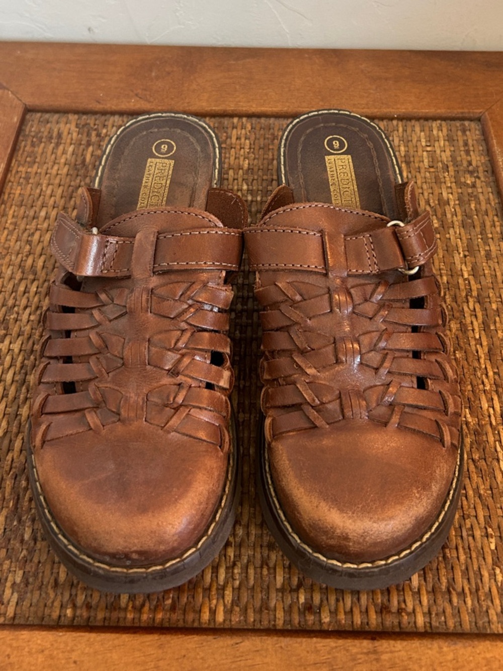 Predictions Brown Vintage Woven Leather Slip-On Mules